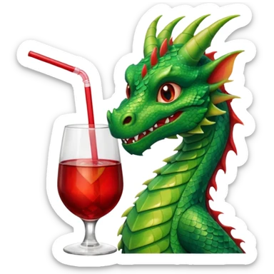 Dragon sipping with a straw from a drink sticker