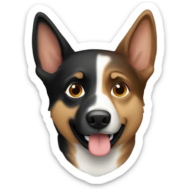 Brown-eyed brunette hugs a German shepherd sticker