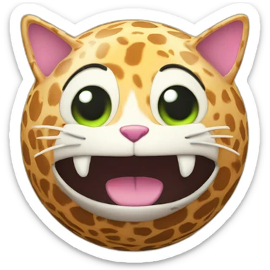 3d sphere with a cartoon Cat skin texture with big playful eyes sticker