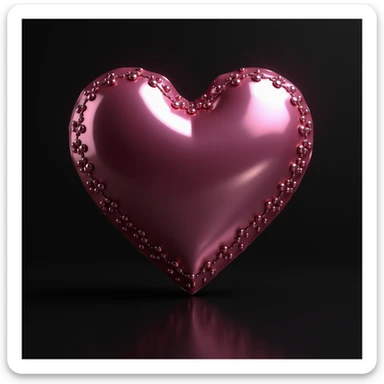 Blackpink heart symbol, photorealistic style, pink and black colors, shiny and elegant sticker