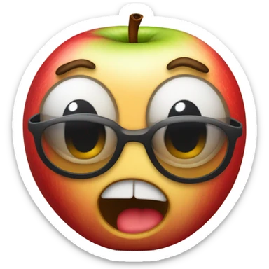 A surprised apple emoji removing their sunglasses astonishingly  sticker