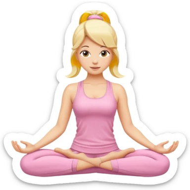 blonde yoga girl light pink clothes n sticker