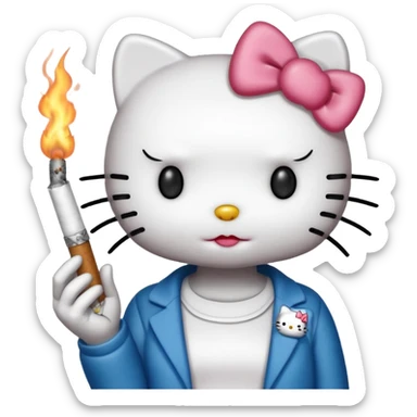 hello kitty with a blunt sticker