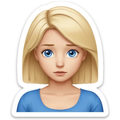 shoulder shrugging female with Mid length Blonde hair blue eye sticker