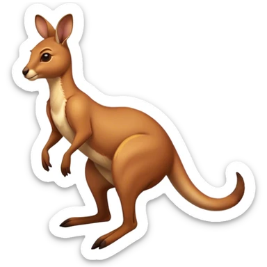 the iconic Full-body Australian Kangaroo  jump– Cinematic-realistic Australian kangaroo, jumping with powerful hind legs and a muscular tail for balance. Its reddish-brown fur glows under the golden sunlight, ears perked and eyes alert.  sticker