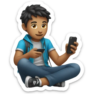 boy with mobile playing gamer  sticker