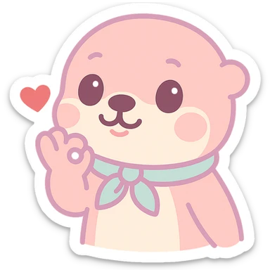 Make the background transparent and add a small red heart coming out from the otter's hand as it does the chef's kiss, keep the kawaii style. sticker
