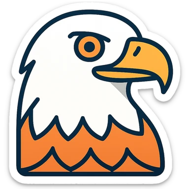 detailed eagle head, modern icon style sticker