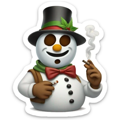 Snow man smoking cigar sticker