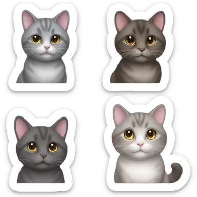 one cat Chinchilla full brown long hair with one cat gray short hair sticker