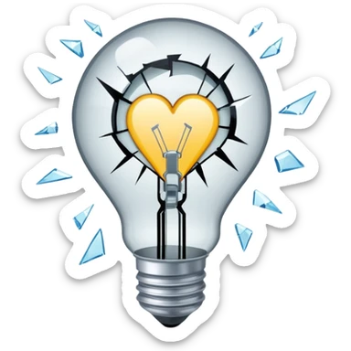 a broken light bulb is like a broken heart sticker