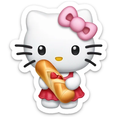 hello kitty eating baguette  sticker