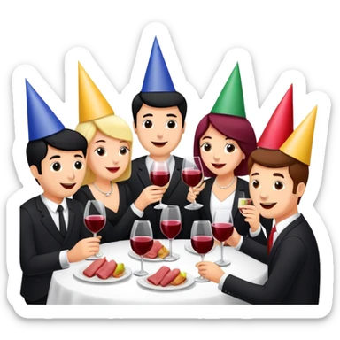 wine Party at a french SPAM meat cafe LANDSCAPE  sticker
