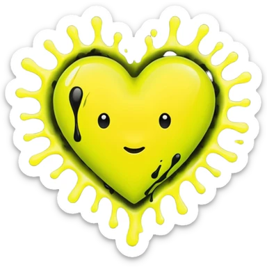 A neon yellow heart with black splashes and The text UVP in the heart sticker
