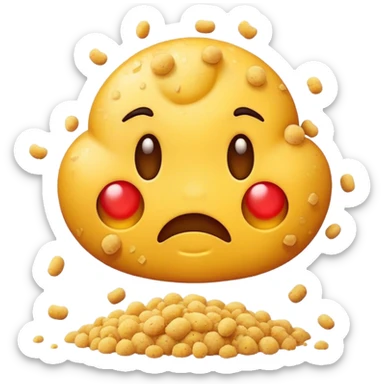 An emoji with crumbs on its face sticker