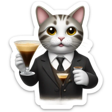 Cat holding an espresso martini  sticker