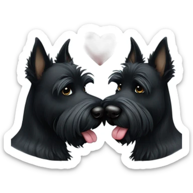 Two black Scottish terrier kissing one male one female sticker