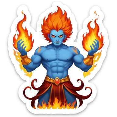 Hades blue god with flaming hair sticker