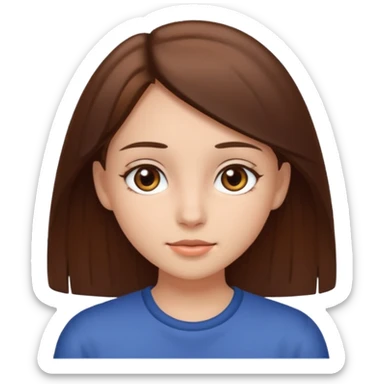 A girl with fair skin, brown eyes, and straight brown hair sticker
