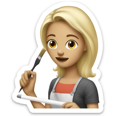 Blonde artist painting sticker