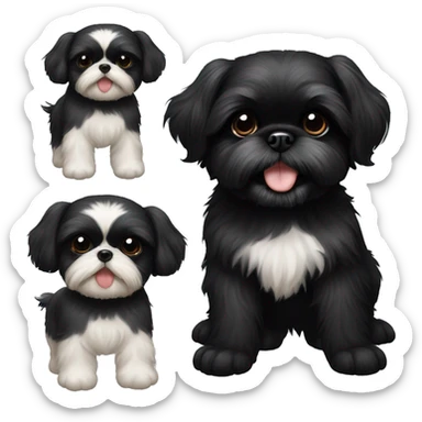 happy black shih tzu puppy and just black shih tzu dog sticker