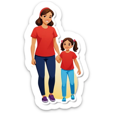 Mom and daughter sticker