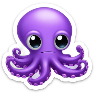 Cute purple Octopus with a computer sticker