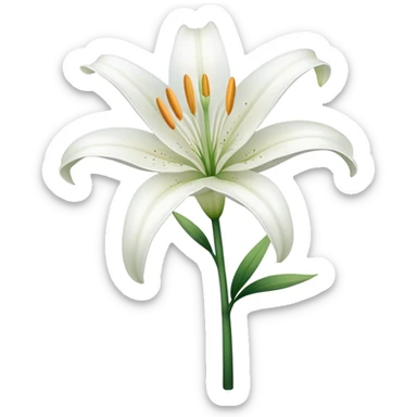 single White Lily, straight stem sticker