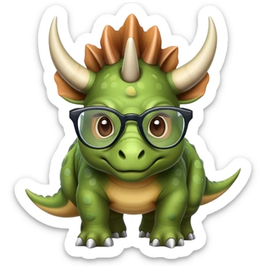 triceratops in glasses sticker