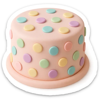 round fondant cake with polka dots sticker