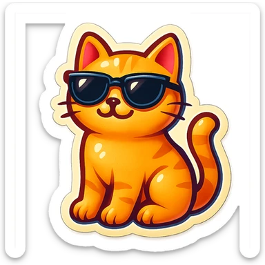 cat with sunglasses, playful and cool, sticker style, vibrant colors sticker