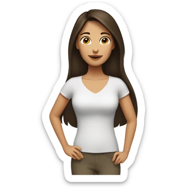 Brunette mom and daughter  sticker