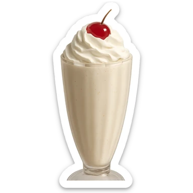 Remove the background and keep only the realistic glass of milkshake with whipped cream and cherry with a transparent background in photorealistic style. sticker