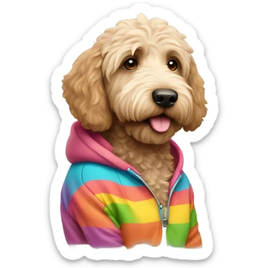 Labradoodle wears a hoodie  sticker