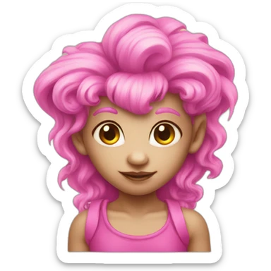 Pink lady troll cute sticker