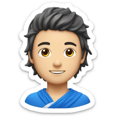 garçon aux cheveux bruns et yeux bleus avec bandana matrixé par le Japon sticker