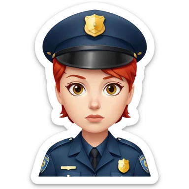 stern looking female cop with red hair sticker