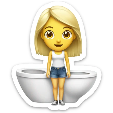 Blonde girl next to toilet sticker
