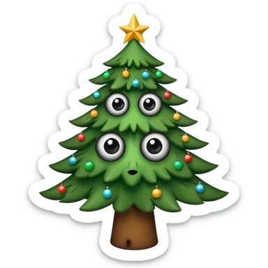 sapin avec deux gros yeux noirs sticker