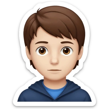a boy with brown hair and white skin with dark eyes  sticker