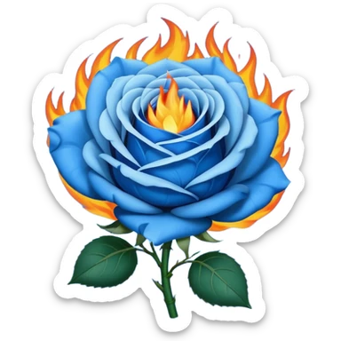 Blue rose in big flame sticker