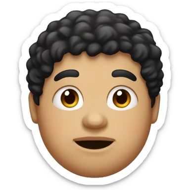 Fat boy with black curly hair and a mole on the left of his mouth sticker