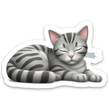 Silver tabby cat sleeping sticker