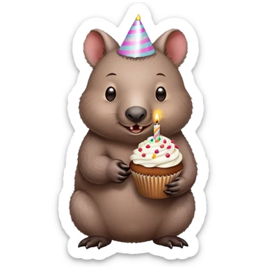 Wombat with birthday cupcake sticker