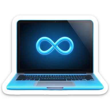 laptop screen showing an infinity symbol sticker
