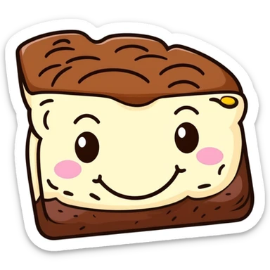 chocolate brownie with a smiley face, cartoonish sticker style sticker