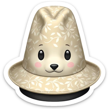 Chust style doppa hat with black base and white almond patterns sticker