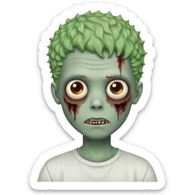zombie boy with curly fade hair and white shirt emoji sticker