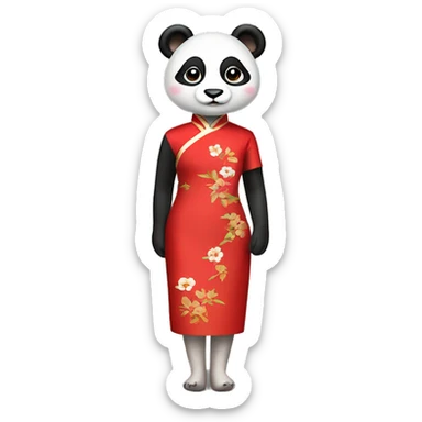 Panda in a red qipao  sticker