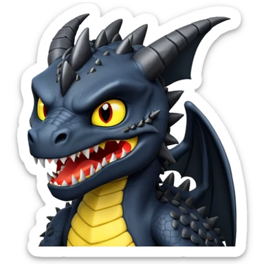 Un dragón furia nocturna mirando de frente animado que se vea malo  sticker
